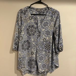 Allison Joy Floral Oversized 3/4 Sleeve Blouse